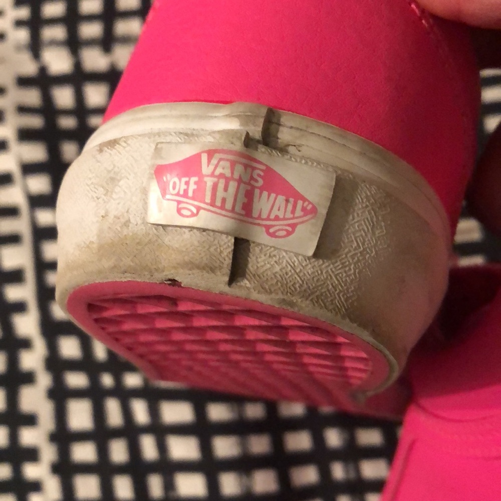 Neon Pink Leather Vans Size 9 - Picture 14 of 16